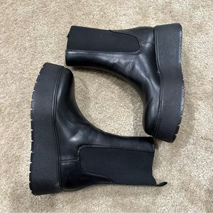 Zara Black Leather Platform Boots